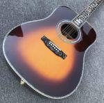 Real Abalone inlays Sunburst Solid spruce top 41 inch D style Acoustic Guitar