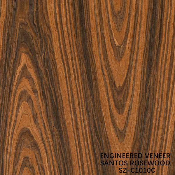 Laminated Santos Rosewood Wood Veneer Crown Grain Thickness Can Be Customized 0