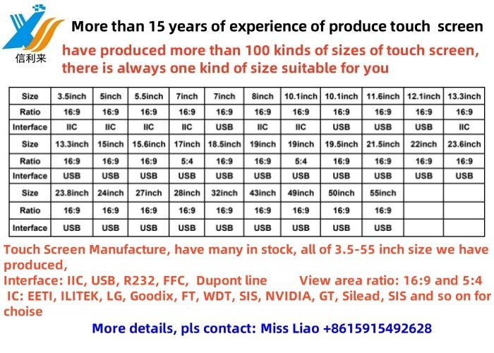 Customize Multi-size multi-touch projected capacitive (PCAP) GG GFF touch screen panel for Industrial medical commerical education vending machine