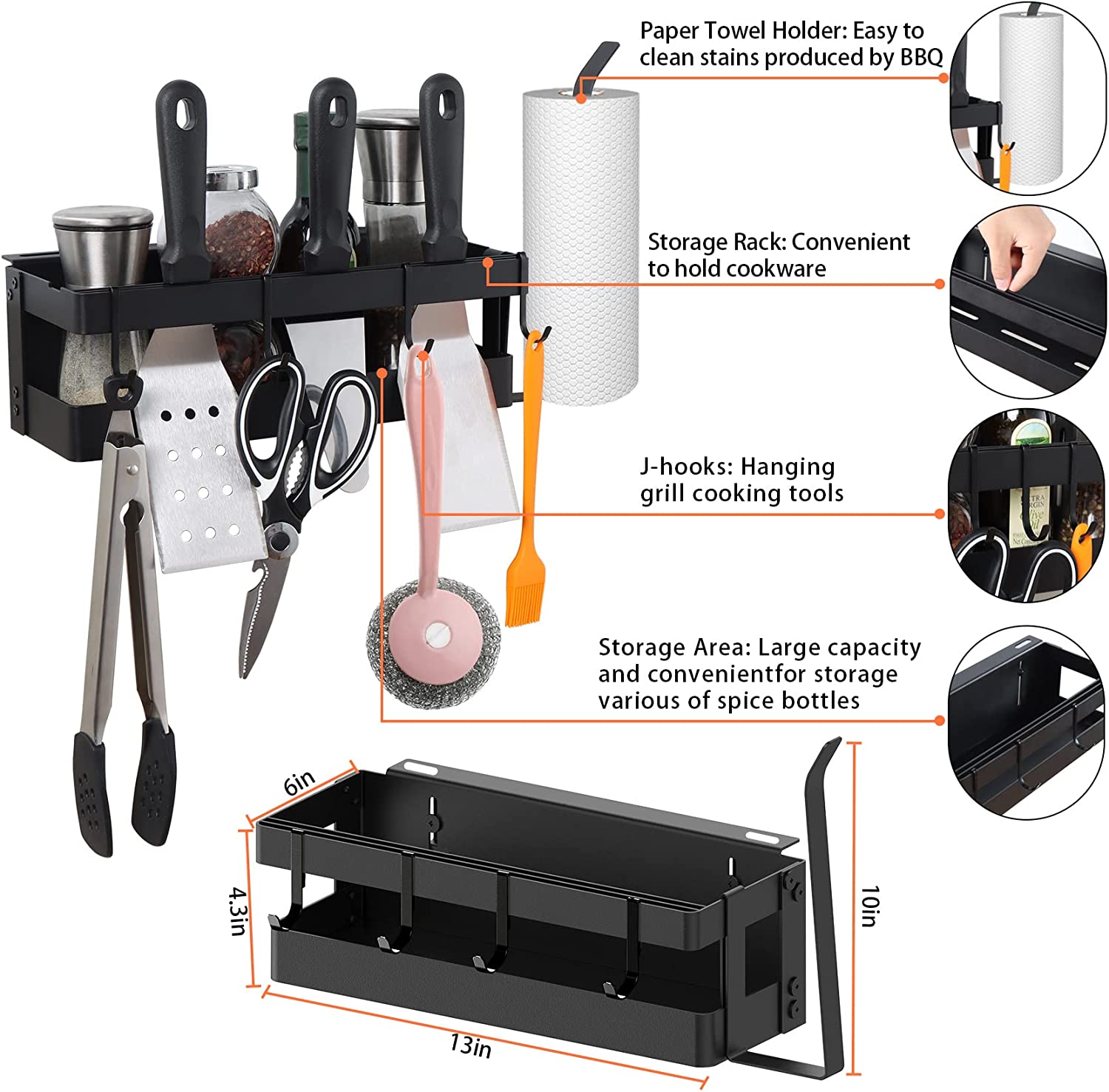 Organize Your BBQ Station with this Non-folding Rack BBQ Caddy and Paper Towel Holder