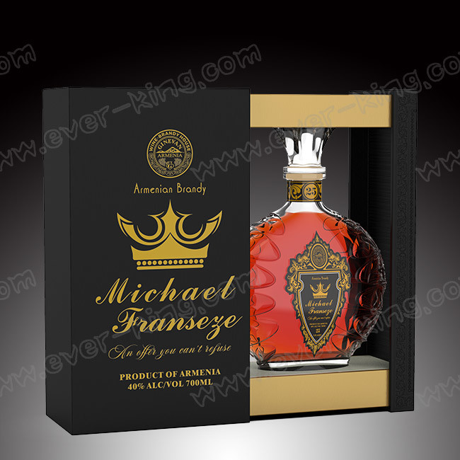 Decorative Custom Cardboard Liquor Glass Bottle Packaging Boxes For Whiskey Cognac