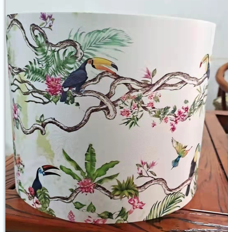 Drum Shape Fabric Outer Digital Print Lampshades For Pendant