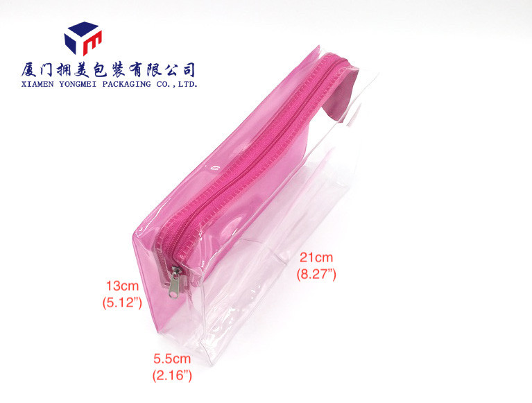 Rectangle Shape Soft PVC Bags For Bath Set High Durability Matte Pink PVC Backside