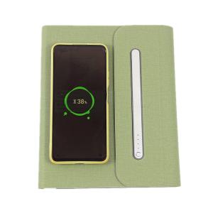 Quality oEM PU Leather 2200mah Wireless Charging Notebook Power Bank wholesale