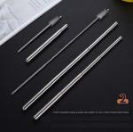 FDA Approved Collapsible Stainless Steel Straws , Metal Bubble Tea Straws