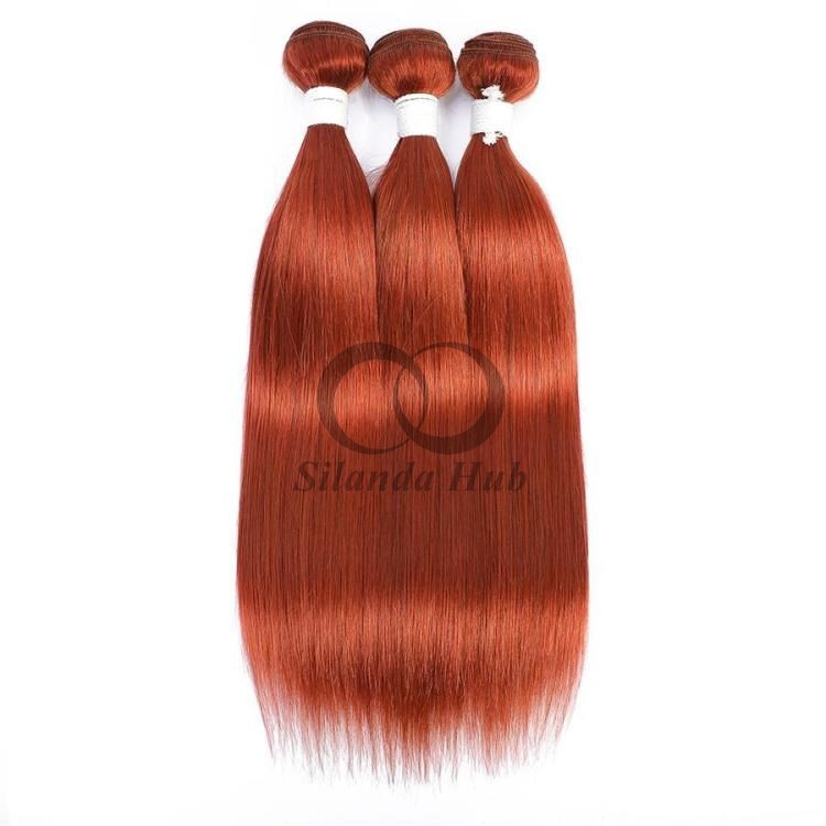 Ginger Orange Straight Remy Human Hair Bundles Sew In Weave Bundles Brazilian Bundle Deals