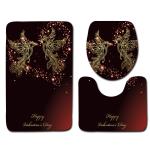 Romantic Valentine'S Day Toilet Mat Set 3 Piece Bath Rug Set non slip