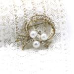 Round women's bow tie brooch , Pearl And Diamond Brooch for Clothing
