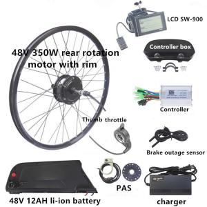 Quality Brushless Motor Electric Bicycle Parts 48V 12AH 350W High Power Ebike Conversion Kit wholesale