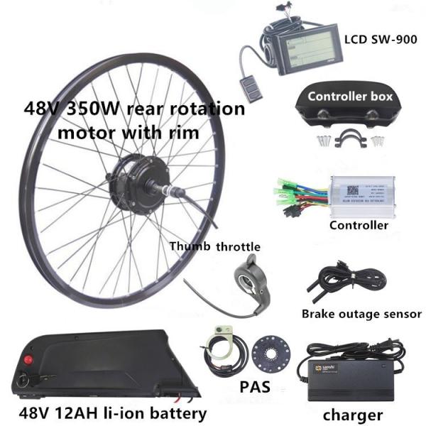 Brushless Motor Electric Bicycle Parts 48V 12AH 350W High Power Ebike Conversion