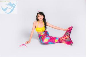 Quality Pink Yellow Swimmable Mermaid Tails With Monofin , Custom Made Mermaid Tails wholesale