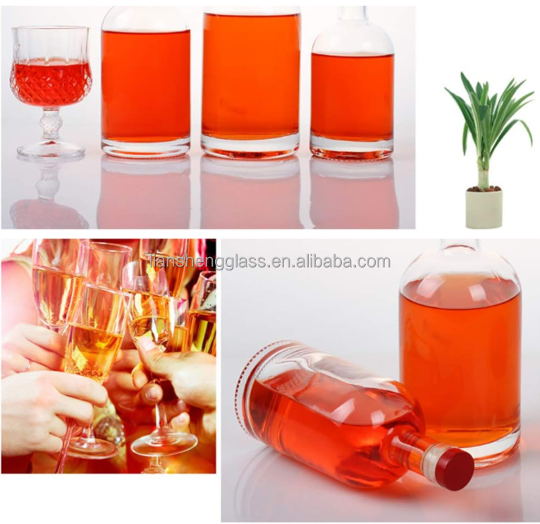 Glass Collar 350 ml 500 ml 700 ml Luxury Vodka Bottle for Refillable Clear Glass Bottles