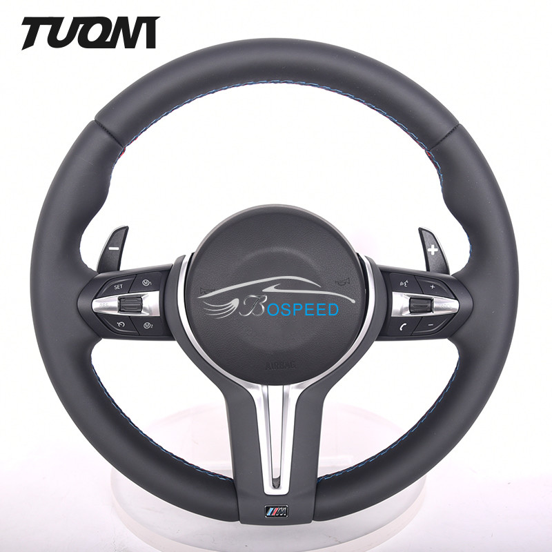 Round Black Full Leather Bmw Car Steering Wheel F10 F30 M3 M4 M5 M6