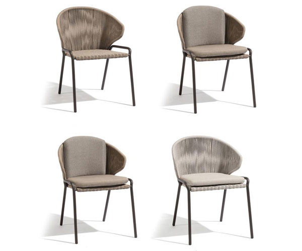 Nordic Rope Rattan Woven Dining Chair Outdoor Furniture Garden 65x70x75cm