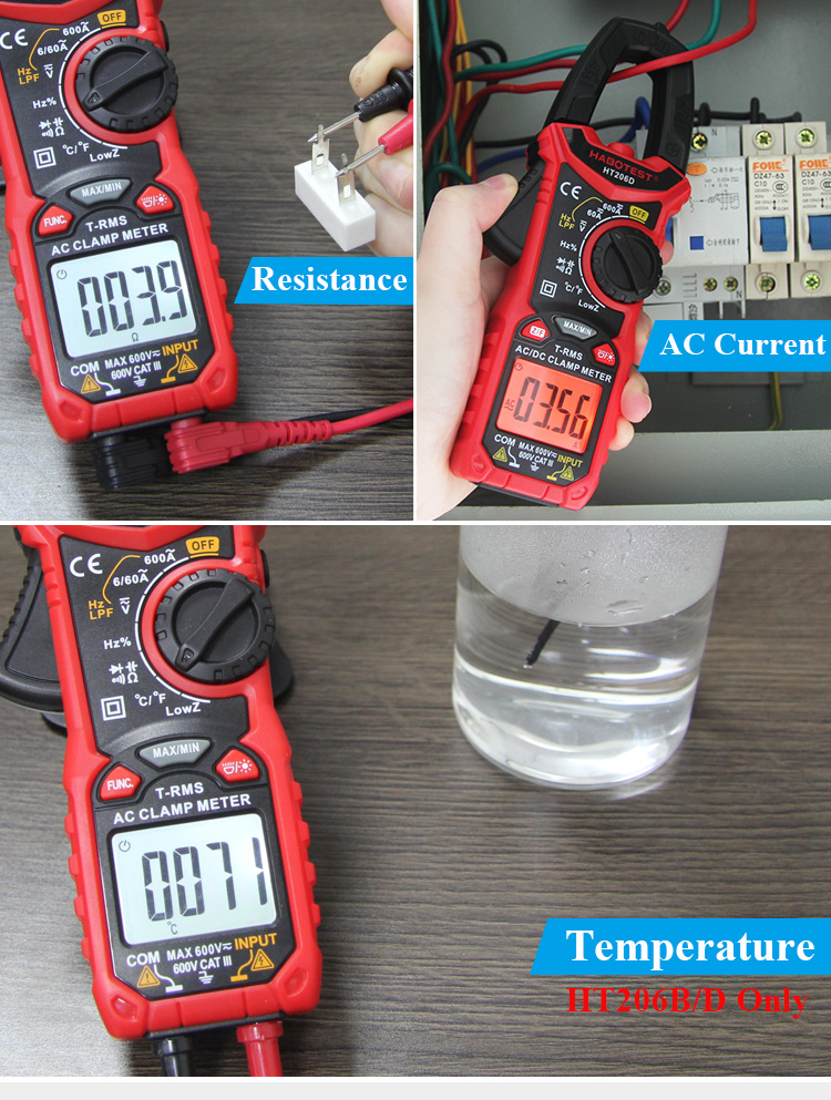 6000 Counts Digital Clamp Meters , 60A AC And DC Clamp Meter