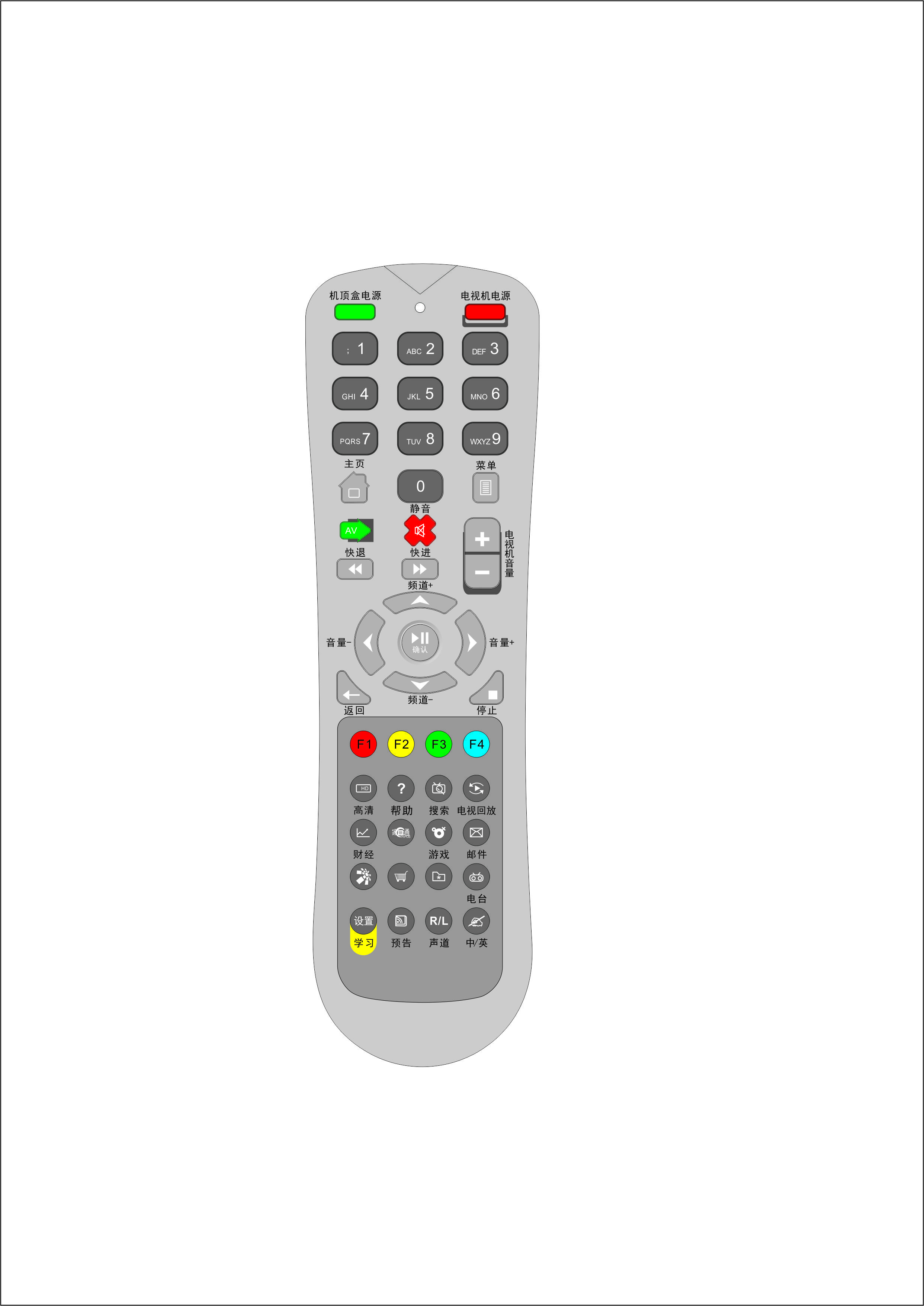 Popular Shape IR Remote Control Large Code Library Artful Easy To Take