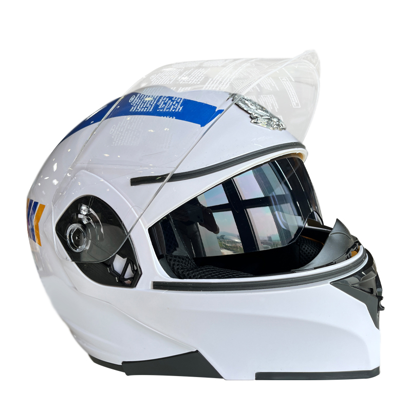 White ABS Motorcycle Riding Helmet with Full Face PC Shield Customizable