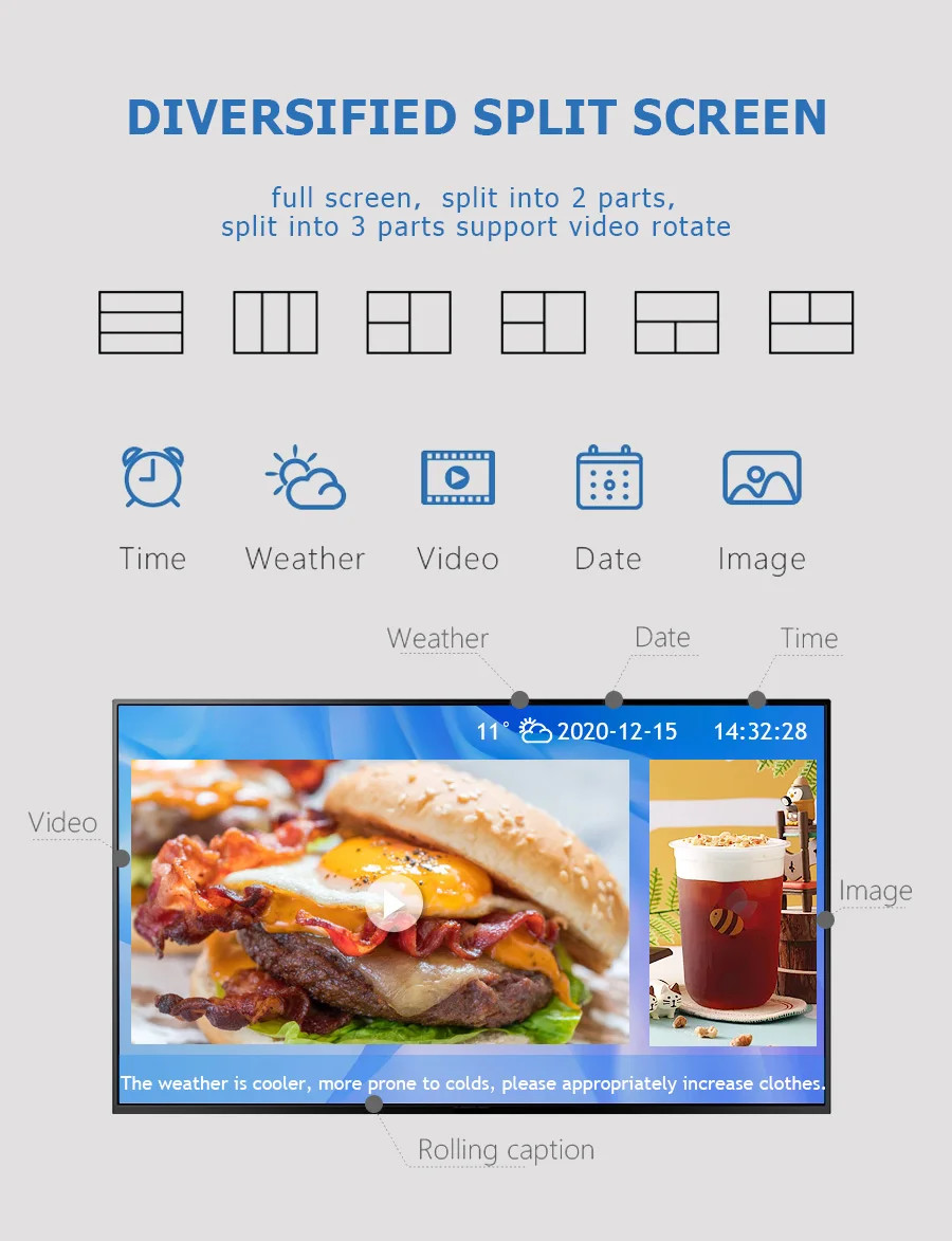 32 inch Android system wall mounted digital advertising display with 16gB ROM