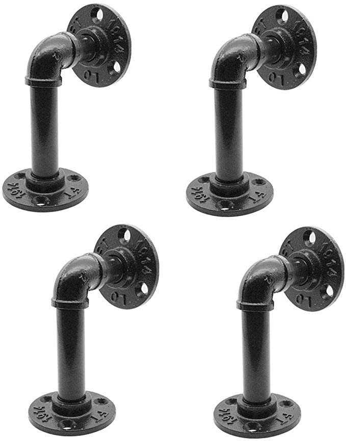 Nonstandard 5.1*3.5inch Rustic Wall Mounted DIY Pipe Shelf Brackets