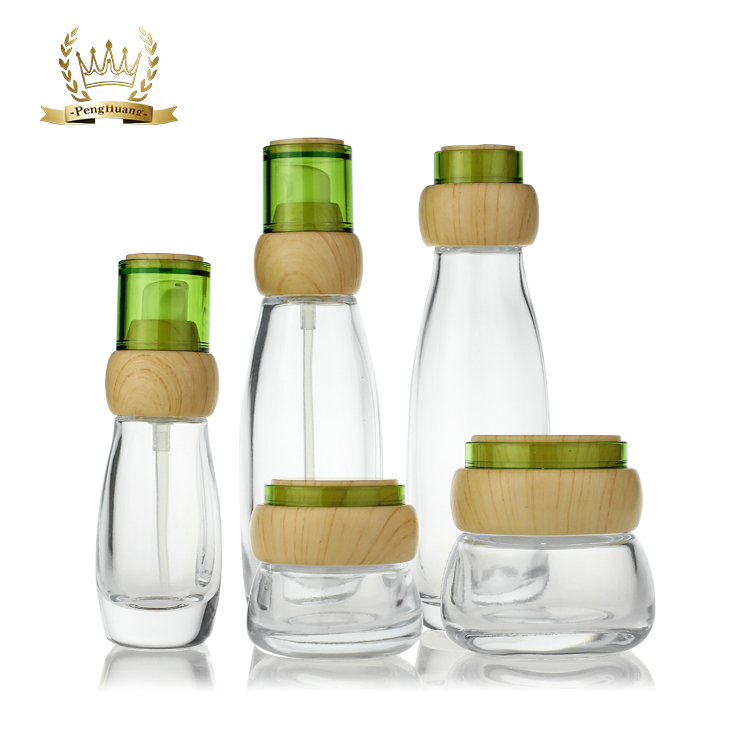Bamboo Lid 20ml-120ml Cosmetic Bottle Packaging For Skin Care Products