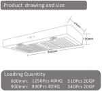 Stainless Steel Kitchen Ventilator Exhaust Chimney 600mm Black Coating