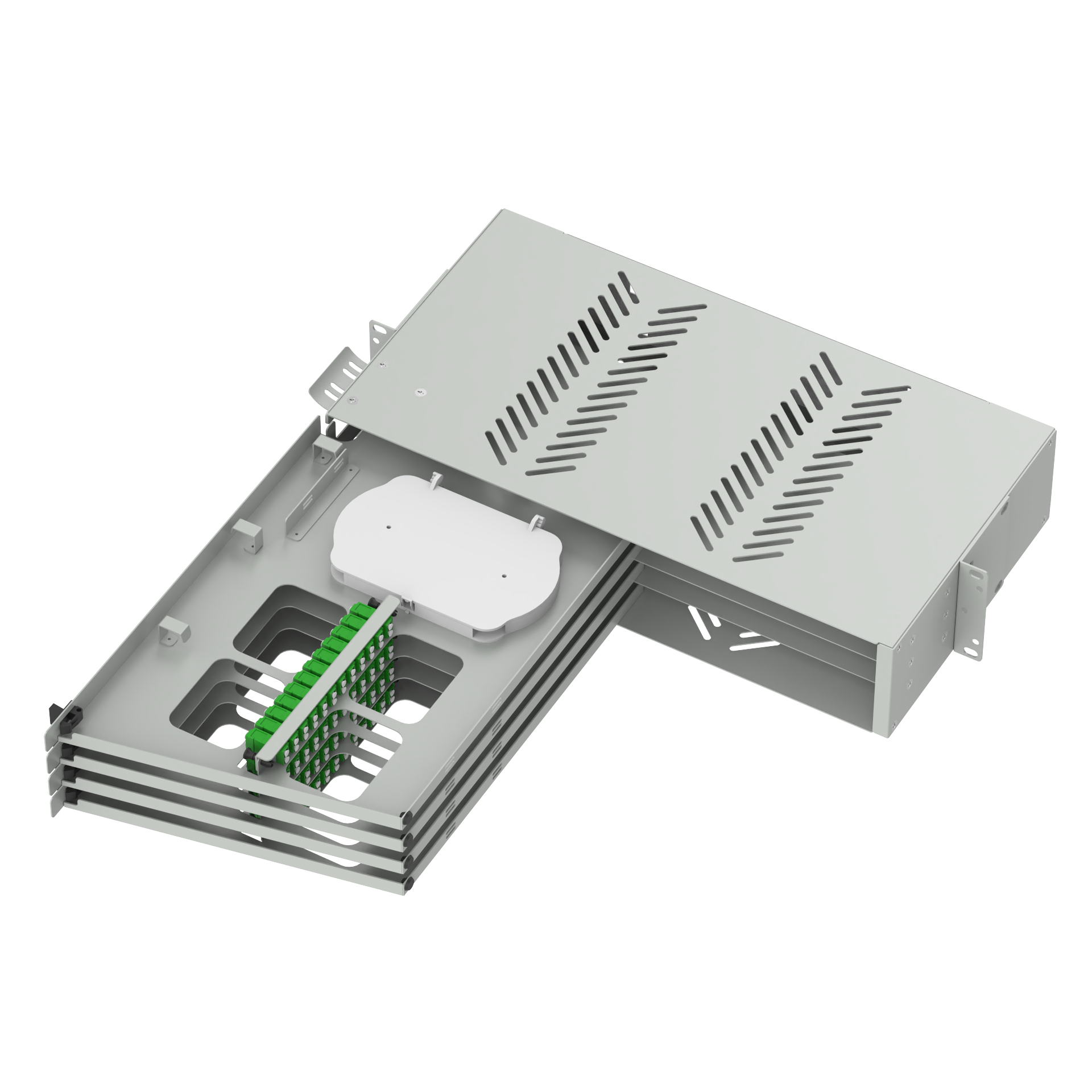 19 Inch Data Center Fiber Optic Patch Panel Sub ODF with LC APC Swing Type and 5
