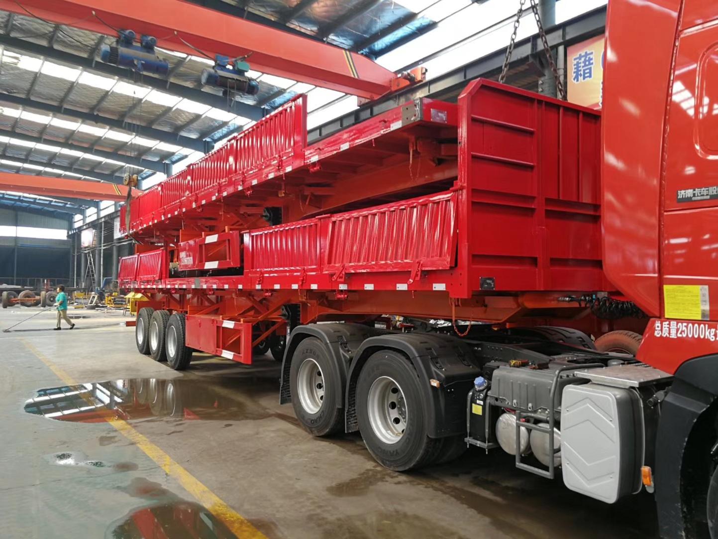 40 60 Tons Side Wall Fence Cargo Semi Truck Trailer with 4 Axles and Multifunctional