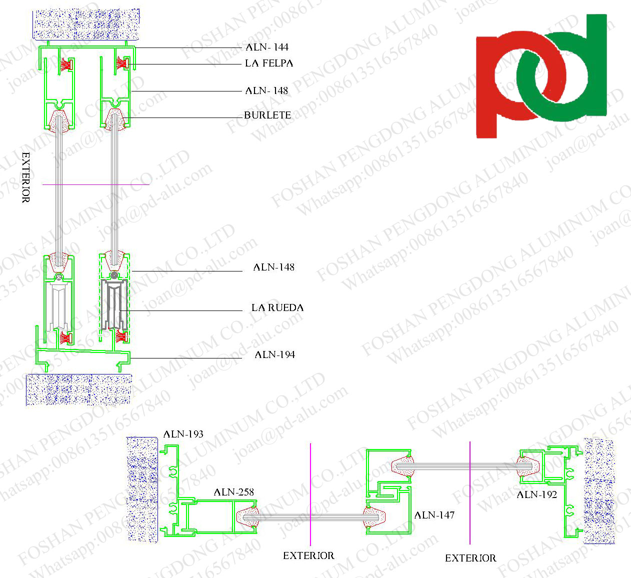 Door & Window Aluminum Profile To Central America ALN144 Sistema 5020
