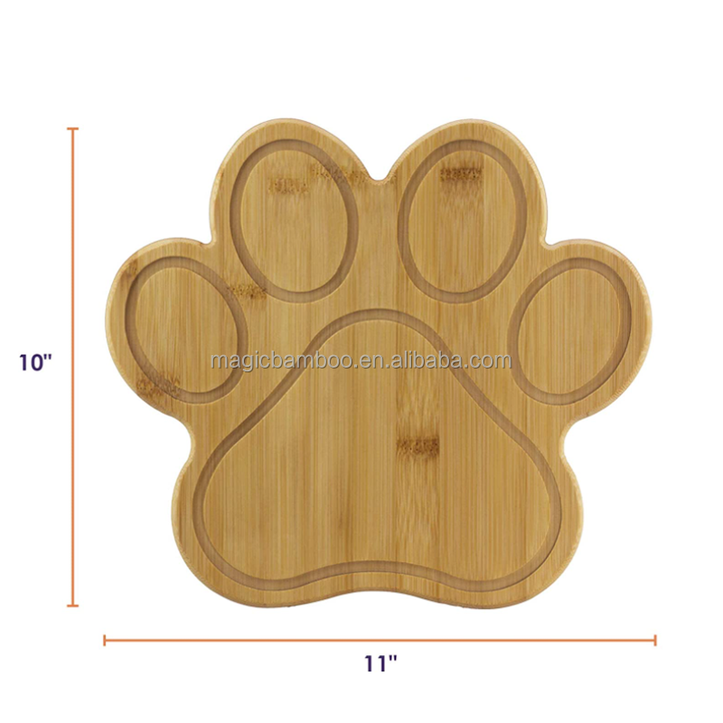 Sustainable Natural Bamboo Board Set with Paw Shaped Cheese Boards CE / EU Certified