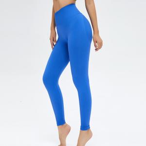 Quality Blue Elastic Seamless High Waisted Tummy Control Workout Leggings wholesale