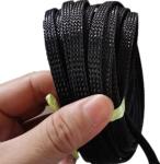 6mm Cable Protection PET Expandable Braided Sleeve Black Color Flame Retardant