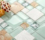Resin White Lip Pearl Aqua Shell Mosaic Tile Mix Beach Conch For Glass