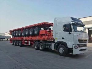 Quality 3 Axle Flatbed Semi Truck Trailer 30t 60t For Container Carrying wholesale