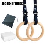 28mm Wooden Pull Up Rings Olympic Double Layers Durable Nylon 8 Feet Stitches