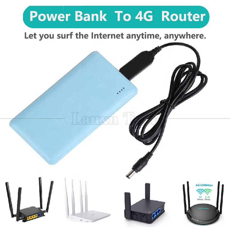 High Power USB to DC 5.5x2.1mm Jack 12V 9V Output Booster Converter Adapter Cable for Wifi Router Modem Led Strip GPS