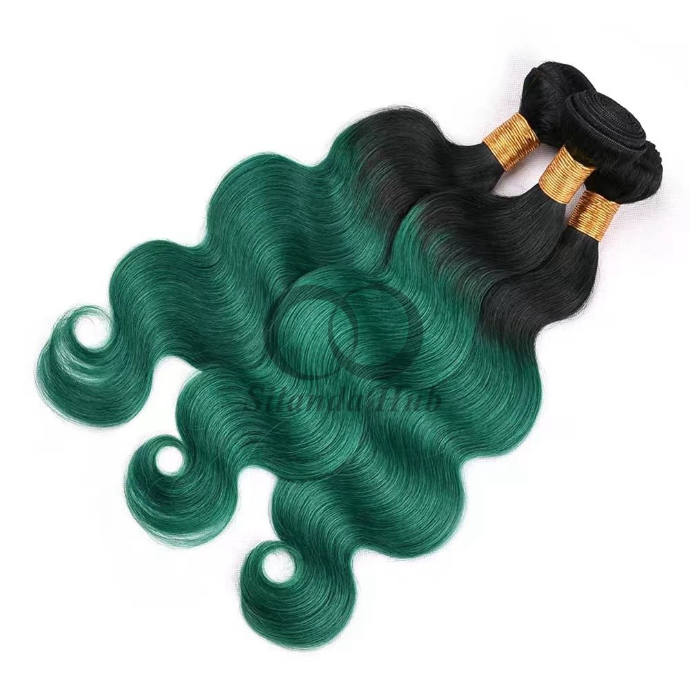 #T1B/Green Body Wave Remy Human Hair Bundles Sew In Weave Bundles Brazilian Bundle Deals