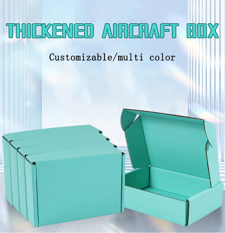 Customizable Mint Green Corrugated Extra Hard Airplane Box Clothing Packaging
