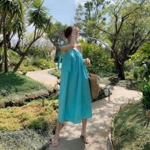 Quality Seaside Beach Womens Vacation Dresses Halter Fashion Backless Cut Out wholesale
