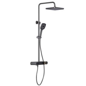 Quality Brass Bathroom Shower Faucet Set Grey Wall Mount Complete Set wholesale