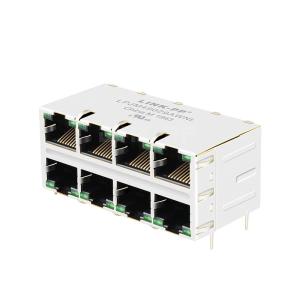 Quality LPJM49029AWNL 2.5/5/10G Base-T 2x4 Port Magnetics RJ45 Jack Green/Green Led wholesale