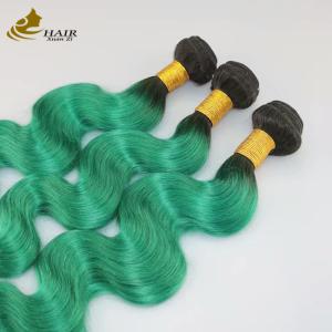 Quality Smooth Green Ombre Human Hair Extensions 8 Inch-30 Inch wholesale