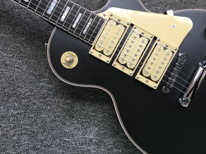 Flame Top matte black Color LP 3 Pickups Ace Frehley Budokan Vintage Electric Guitar