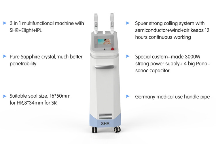Big Discount!!! CE / FDA beauty multifunctional 3 in 1 SHR+Elight+IPL hair removal ,skin rejuvenation machine