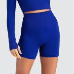 Seamless sports solid color tight shorts high waist elastic hip fast dry fitness