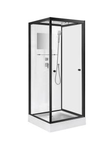 Quality Pivot Door Square 4mm Tempered Clear Glass Shower Cabin With white Acrylic Tray wholesale
