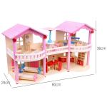 24cm Pink Mini Wooden Doll House Toys Traditional Colored