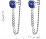 45cm Long Green Gem Pendant Earrings Studs 18K Gold Stainless Steel