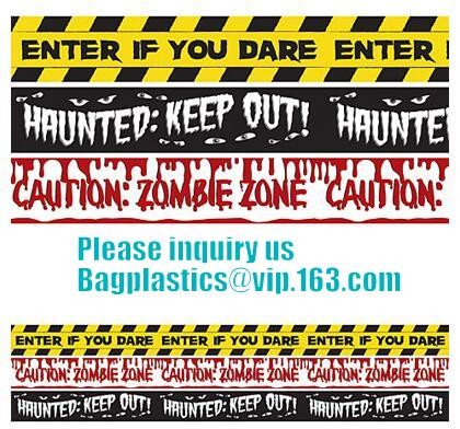 Halloween Caution Tape , Custom Printing Caution Tape Halloween Banner,Halloween Caution Tape zebra tape bagease pack
