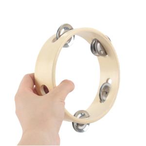 Quality BeBe 15cm Wooden Musical Toys Handbell Wooden Tambourine Baby wholesale
