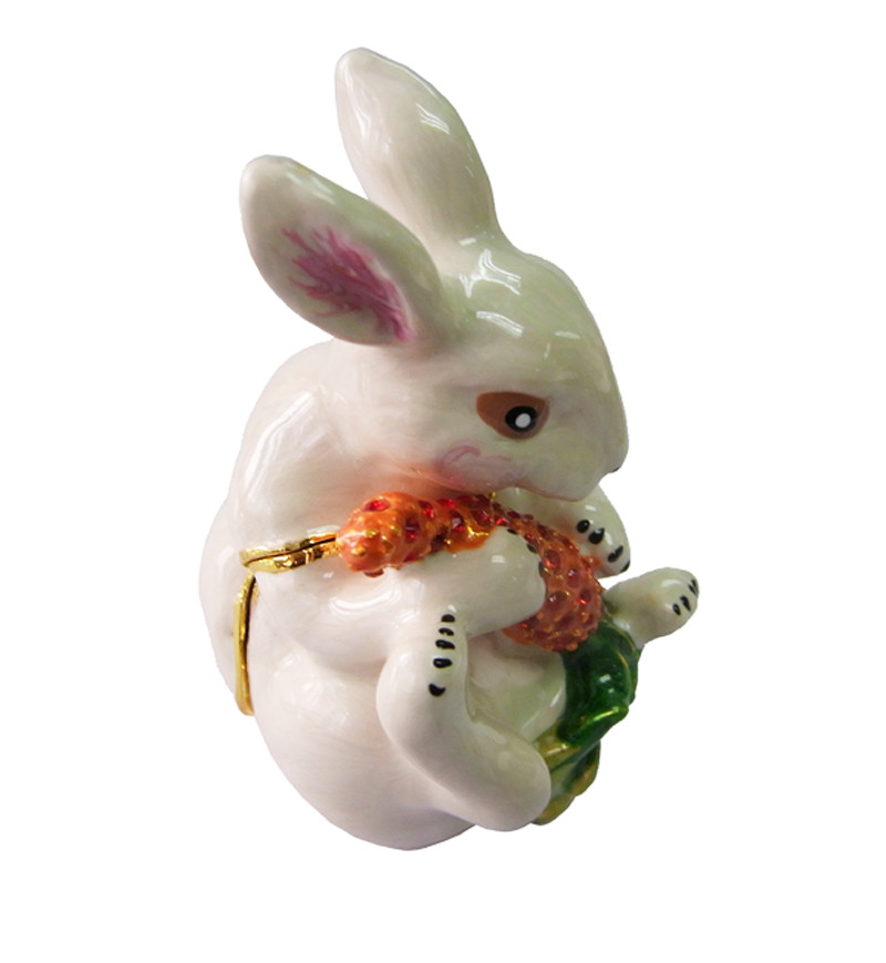 Rabbit Bejeweled Trinket Box Necklace Ring Holder Rabbit Figurine Hinged Rabbit Jewelry Box Rabbit Easter Gift